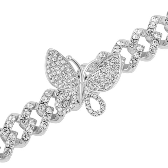 Austrian Crystal Spinner Butterfly Bracelet in Silvertone 6.5 Inches - Picture 2 of 3